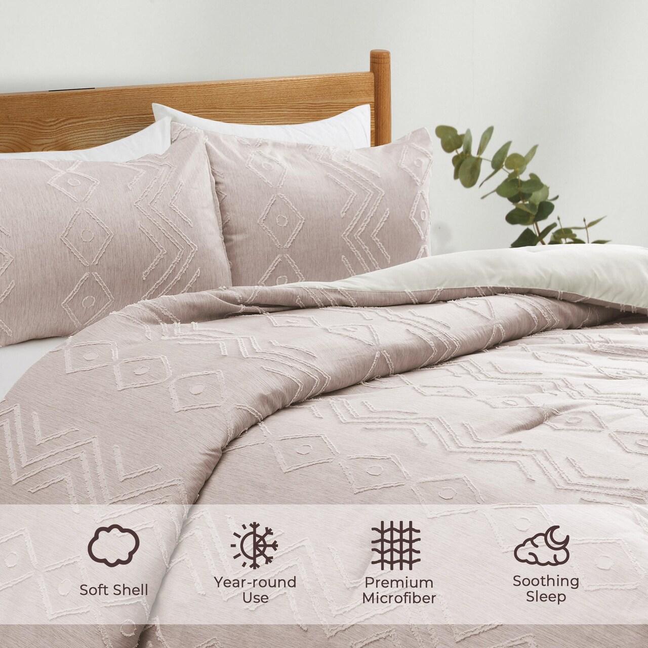 Peace Nest Soft Plush All Seasons Down Alternative Comforter Set with Shams